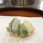 天麩羅 四季彩 村松 - 赤烏賊？の紫蘇巻き