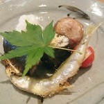 料理屋くおん - 子持ち鮎有馬煮、わかさぎ塩焼き、秋刀魚燻製、加賀蓮根とも和え