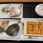 柿崎商店 海鮮工房 - つぶ刺し、ホッキ刺し