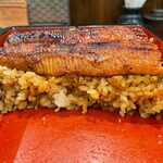 うなぎの豊川 - うな重大盛り断面