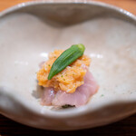 肉割烹 上 - 金目鯛昆布締め 銚子 生コノコ 岡山 煎り酒