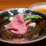 肉割烹 上 - しゃぶしゃぶ サーロイン 三田牛39ヶ月 アスパラ