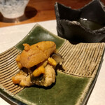 島之内 一陽 - あわびの生うにやき 肝醤油でね〜