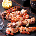 Assortment of 5 selection Grilled skewer