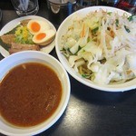 神田つけ麺場処　大関 - ・「温野菜つけ麺 関脇600g(\850)」＋「懸賞盛り(\180)」