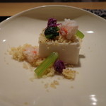野嵯和 - クルミ豆腐に、蟹、栗の粉、もって菊