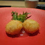 野嵯和 - 鱧と松茸のクリームコロッケ、梅ソース