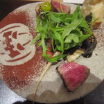 神保町 傳 - 2012/10 牛肉の炙りと茄子の田楽