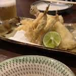 蕎麦おざき - めごち、鮎、きすの天ぷら