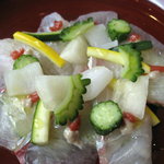 レストラン ヴィトラ - シマアジと各種瓜のカルパッチョ