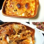 ずぼら - 茄子ときのこのトマトチーズ焼き？