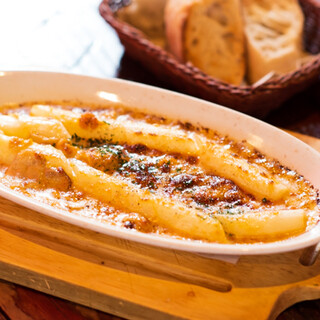 おすすめ！ホワイトアスパラの濃厚うにソース焼き