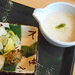 仙台牛たん けやき - 「牛たん２種盛り定食」の とろろ ＆ 漬物類