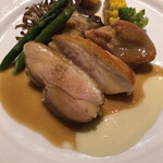 マッシュルーム - 阿波尾鶏のロースト ガルムソース 秋田ゴールデン舞茸のロースト添え