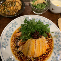 中華旬彩 森本 - よだれ鶏ランチ
                      （ご飯お代わり自由、サラダ、スープ、デザート付き）
                      ＋ミニ麻婆豆腐　1200円＋350円