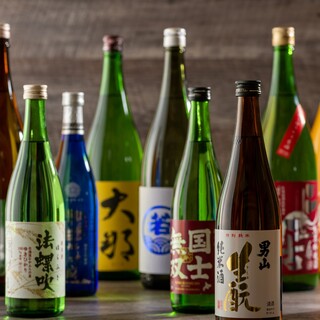 Carefully selected local sake and non-alcoholic sake
