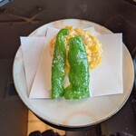 馳走 筏や - とうもろこしと唐辛子の天ぷら