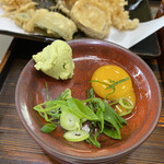 富士 - ネギ、ワサビ、ウズラの卵がついています