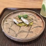 魚菜料理 縄屋 - 太刀魚の炙り〜ルッコラ酢、春キャベツと実山椒