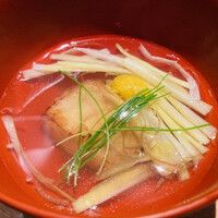 とり茶太郎 - むね肉も揚げと黄ニラのお吸い物