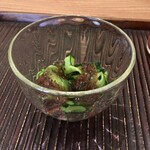 魚菜料理 縄屋 - 蛸と胡瓜の赤紫蘇ジュレがけ