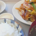 麺カフェ ひまわり - ナスと豚肉の味噌炒め定食