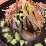 魚菜料理 縄屋 - カマスの焼おにぎり雑炊、カマスの唐墨がけ