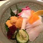 くろぎ - 豊後水道盛り合わせ：クエ、雲丹、鯉