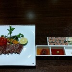 篝火の湯 緑水亭 - 仙台牛ステーキ    岩塩  山葵醤油  卸しポン酢