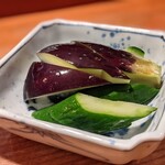 アナゴちらし小町 - 水ナス、胡瓜塩漬け
