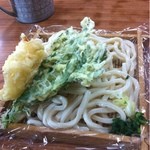 さわだ - 肉汁うどんに玉葱と、春菊