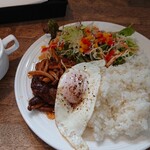 まるなカフェ - ハンバーグプレートご飯大盛り