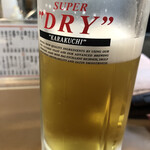 Motsuyaki Ucchan Shinjuku Omoide Yokochou - 一口飲んじゃった。生ビールがこんなに美味しいと思った事がかつてあるだろうか⁉️位最初の一口が神だった。。