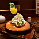梟書茶房 - Wパイナップルとマカダミア パンケーキセット@税込1,380円