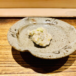 日本橋 蕎ノ字 - ◆蕎麦がき
      ◎そばの粗挽きは風味豊かな味。生わさびと濃いめの蕎麦つゆで頂く。