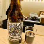 日本橋 蕎ノ字 - ◎若鮎に黒ビールを合わせる。銀座小十の奥田さんから教えて貰ったと言う。