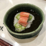 天麩羅 やぎ - もずくとオクラととろろと蟹！贅沢！美味しかった！