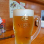 日の丸や - 生ビール中（エビスビール）