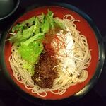 蕎麦人 弁慶 - (冷)肉味噌蕎麦温玉のせ(1玉)　950円