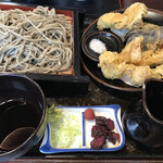 ふじや - やさい天もりそば　990円
      大盛　＋250円