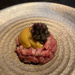 西麻布 焼肉 X - 松阪牛ユッケ　うに＆キャビア