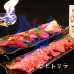 焔立つ肉寿司と牛タンタワー 肉処 双葉 三宮 - 炎々なる圧巻の演出！焔立つ肉寿司