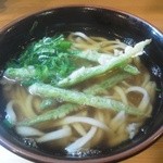 みのや - まめ天うどん490円。インゲンは食感よし。