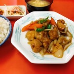 公園飯店 - スブタ定食ご飯大盛