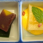 京料理 木乃婦 - 栗羊羹＆洋梨のグレープフルーツゼリー寄せ