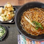 ゆで太郎 - ホタテとアスパラのかき揚げ蕎麦（温）