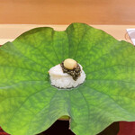 銀座 しのはら - イイメシだっけ？もち米とキャビアと上に乗ってるのは蓮の実だそう！