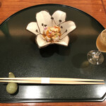 和やまむら - ウニと小芋の胡麻クリーム添えと食前酒