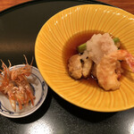 和やまむら - 車海老とほど芋かもナス＋海老のお頭揚げ