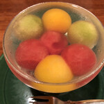 和やまむら - デザート（メロン、マンゴー、スイカのゼリー）　アップ